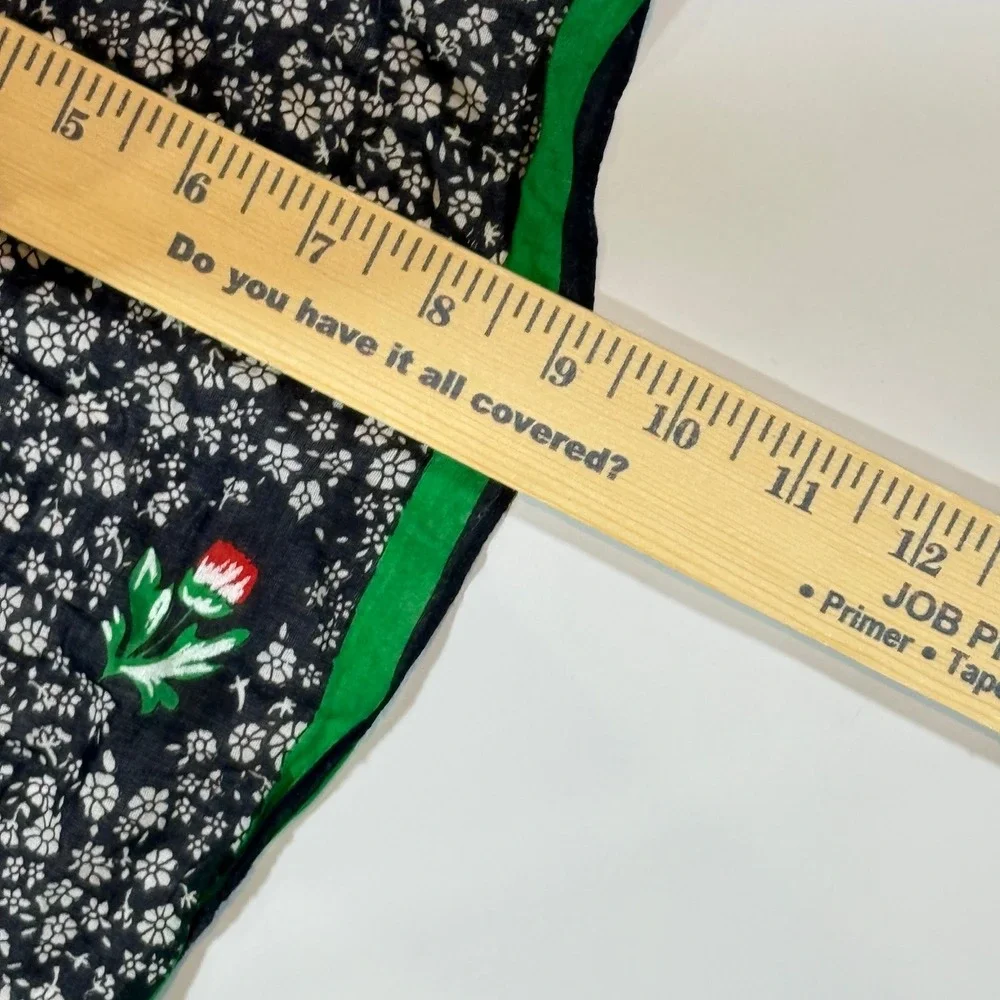 VTG 70s Eva for Robert Janan Floral Scarf Black Green Cottagecore Grannycore